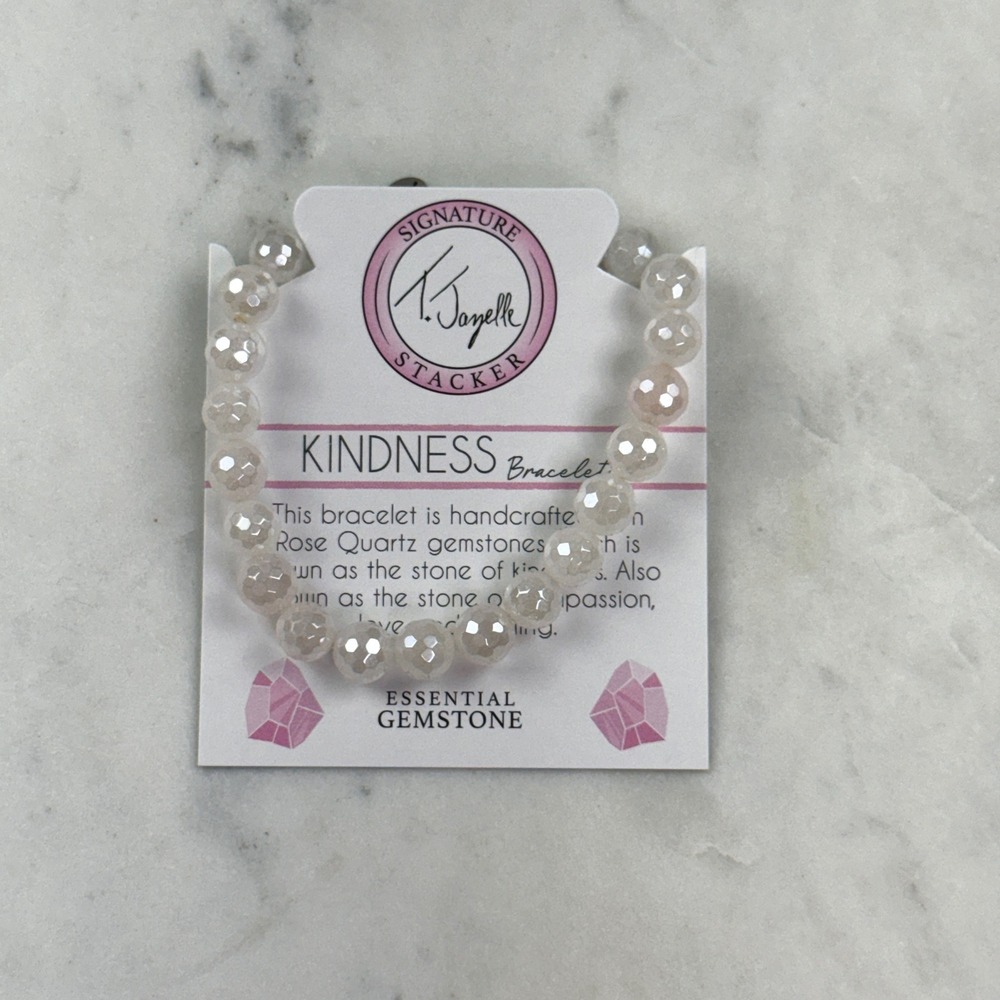 T. Jazelle Bracelet Women OS Pink Rose Quartz Kindness Stacker Boho Gemstone
